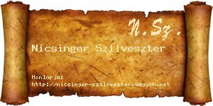 Nicsinger Szilveszter névjegykártya